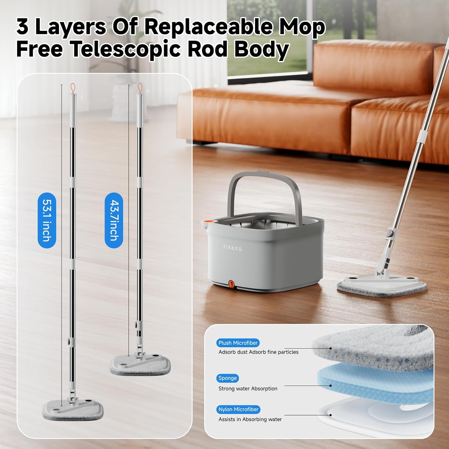 🔥Big Promotion 49% OFF💥Self Wash Spin Mop Spinner Flat 360 Rotating Cleaner With Turbo Flushing Bucket - stavogue