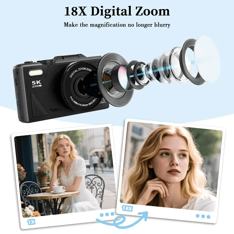 💥Black Friday Sale 50% OFF📸2025 Digital 5k camera ,Portable Retro Camera,180° digital camera with flip screen,18X Digital Zoom vlogging camera - stavogue