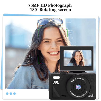 💥Black Friday Sale 50% OFF📸2025 Digital 5k camera ,Portable Retro Camera,180° digital camera with flip screen,18X Digital Zoom vlogging camera - stavogue