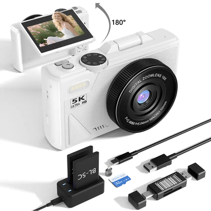 💥Black Friday Sale 50% OFF📸2025 Digital 5k camera ,Portable Retro Camera,180° digital camera with flip screen,18X Digital Zoom vlogging camera - stavogue