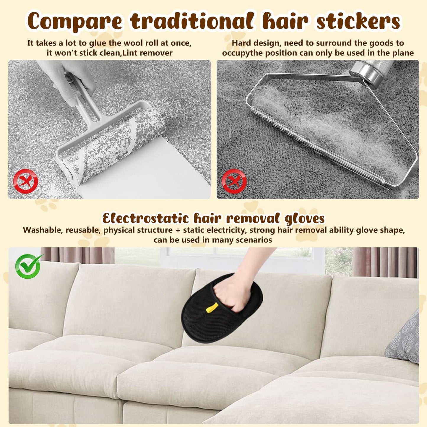 🔥BUY 1 GET 1 FREE🔥🐾🧤 Pet Hair Remover Electrostatic Gloves – Double - Sided Efficient, Soft Silicone & Washable Reusable - stavogue