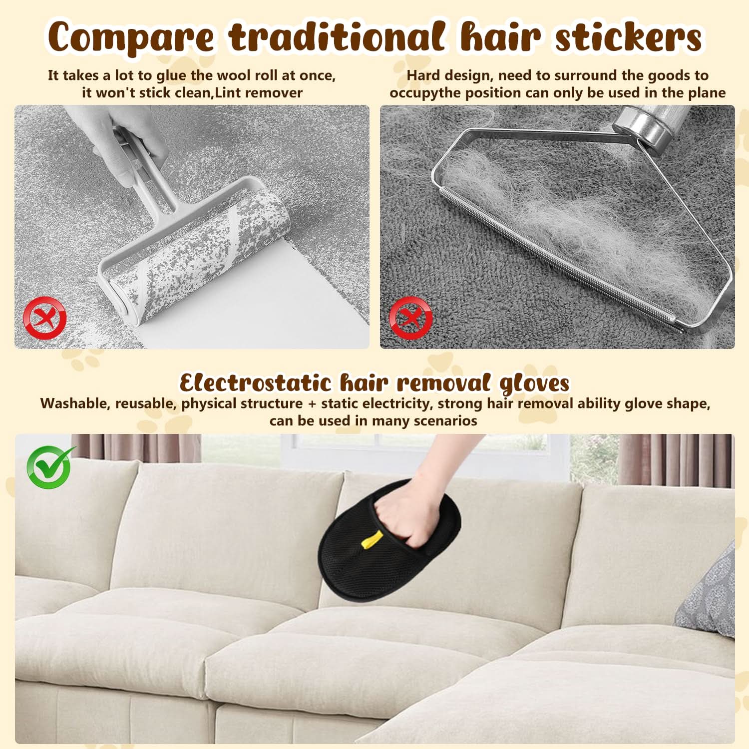 🔥BUY 1 GET 1 FREE🔥🐾🧤 Pet Hair Remover Electrostatic Gloves – Double - Sided Efficient, Soft Silicone & Washable Reusable - stavogue