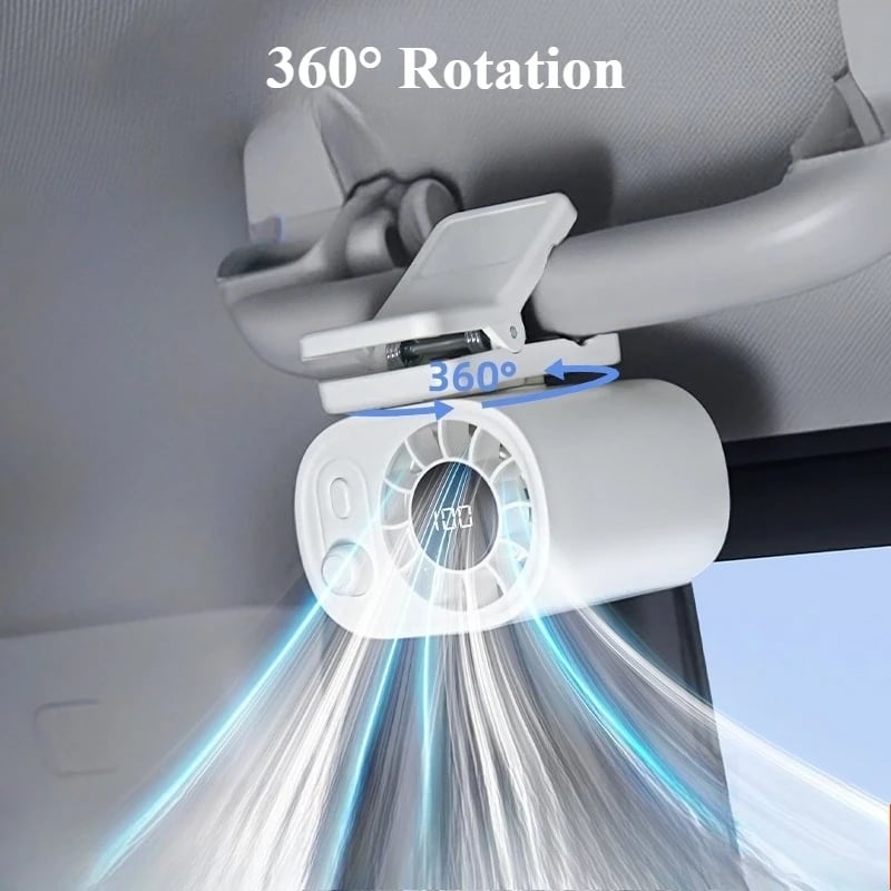 ❄️Car Clip Fan with LED Display[360° Rotatable 100 Speed Wind 1800mAh Low Noise Mini Fan Clamp Anywhere] - stavogue