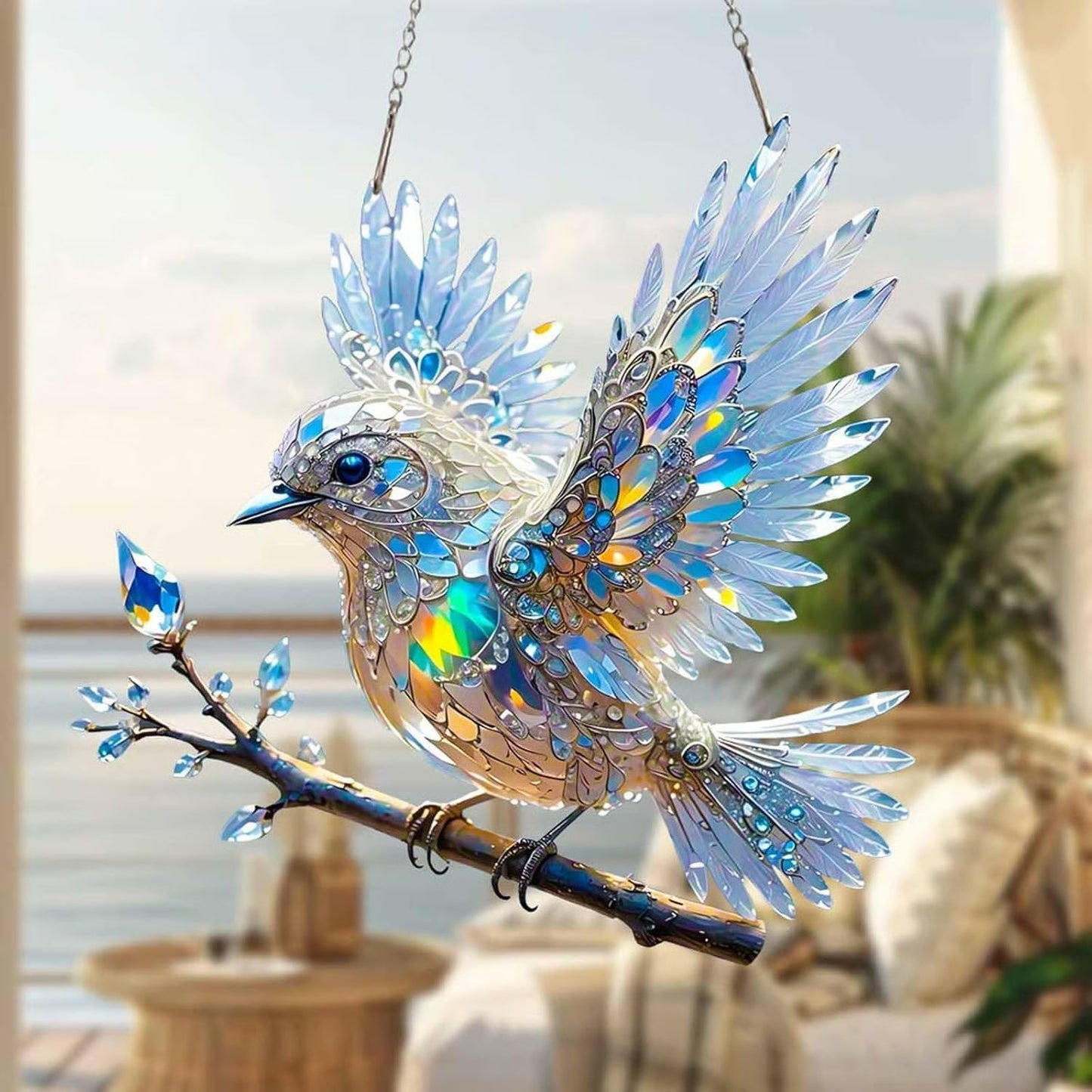 ✨Crystal Sky Spirit Bluebird Stained Art Ornament🐦 - stavogue