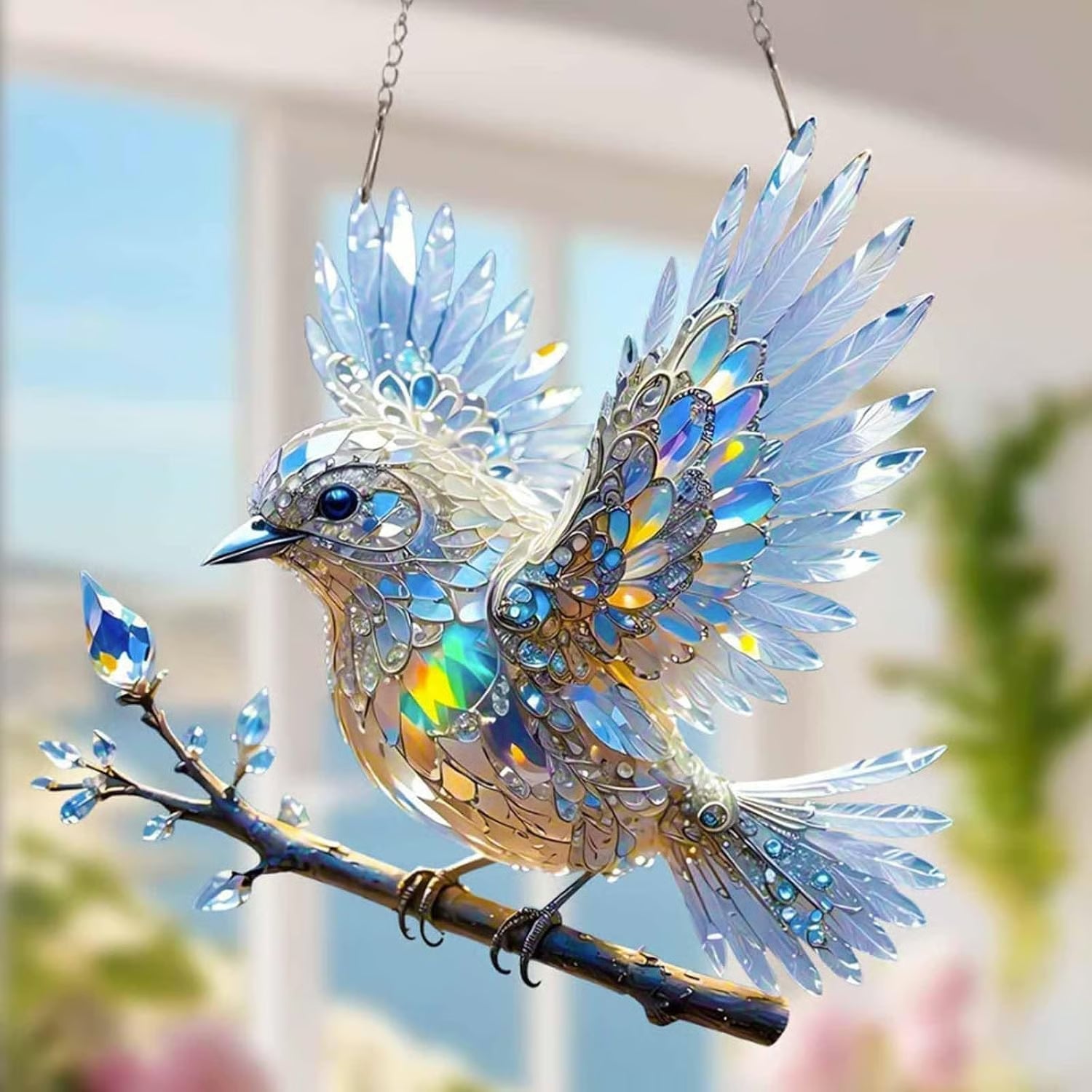 ✨Crystal Sky Spirit Bluebird Stained Art Ornament🐦 - stavogue