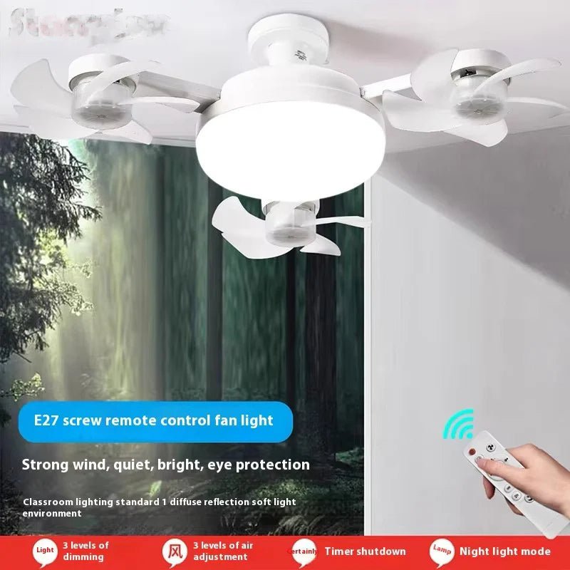 Drone Fan Integrated Light with E27 Screw Creative 3/4/5 Head Remote - Controlled - stavogue