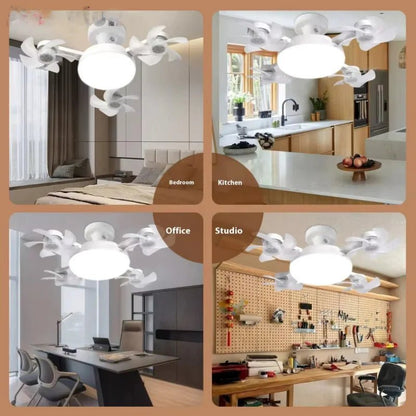 Drone Fan Integrated Light with E27 Screw Creative 3/4/5 Head Remote - Controlled - stavogue