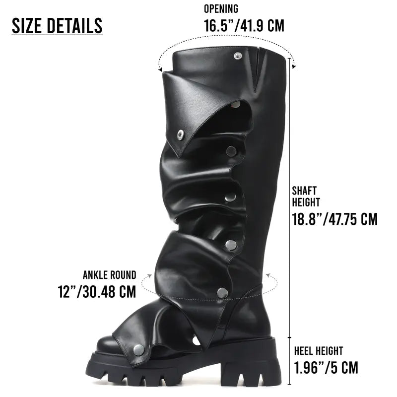 Fashion Boots for Women Round Toe Knee High Fold Over Slouchy Boot - stavogue