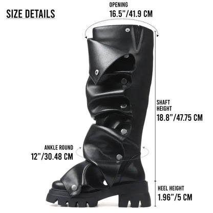 Fashion Boots for Women Round Toe Knee High Fold Over Slouchy Boot - stavogue