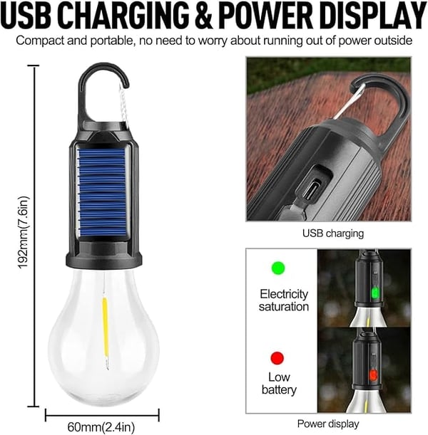 🔥Flash Sale 49% OFF💡Solar Tent Lights USB Rechargeable Led Camping Lantern - stavogue