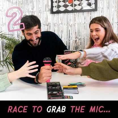 🎤Grab The Mic - Karaoke - Style Game with Microphone, 125 Word Cards, Game Board, Player Tokens - stavogue