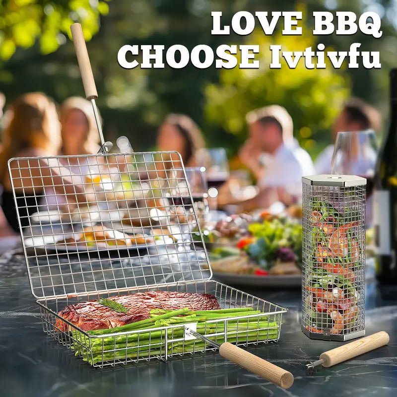 Grill Basket Set (2PCS),304 Stainless Steel, BBQ Accessories Tools🍗 - stavogue