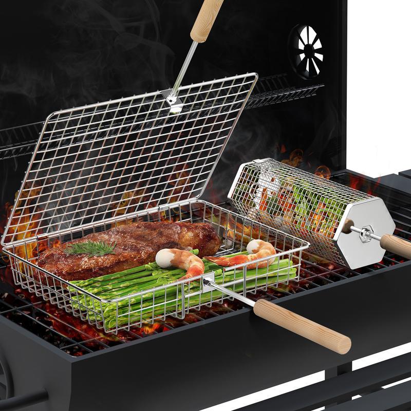Grill Basket Set (2PCS),304 Stainless Steel, BBQ Accessories Tools🍗 - stavogue