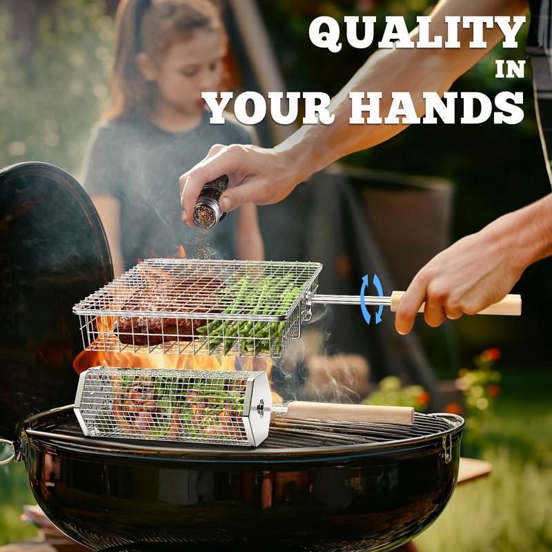 Grill Basket Set (2PCS),304 Stainless Steel, BBQ Accessories Tools🍗 - stavogue