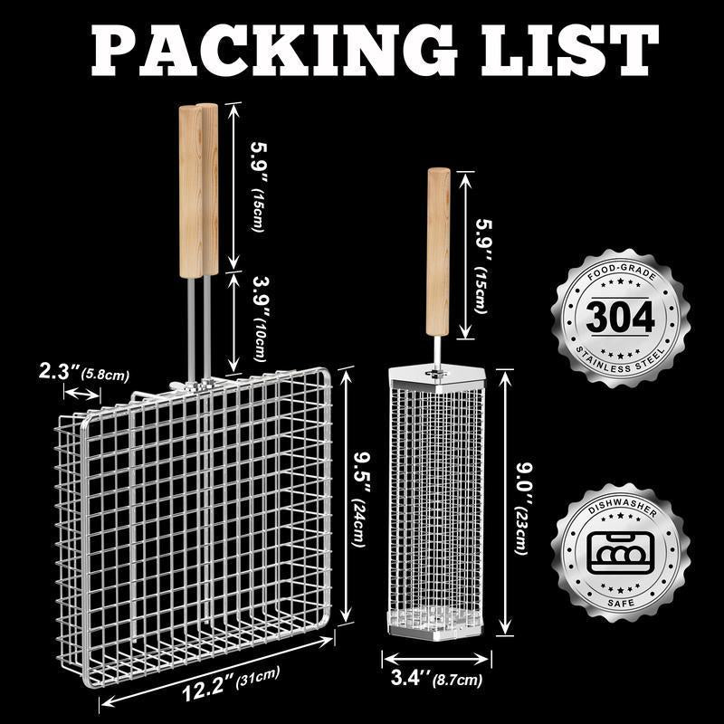 Grill Basket Set (2PCS),304 Stainless Steel, BBQ Accessories Tools🍗 - stavogue