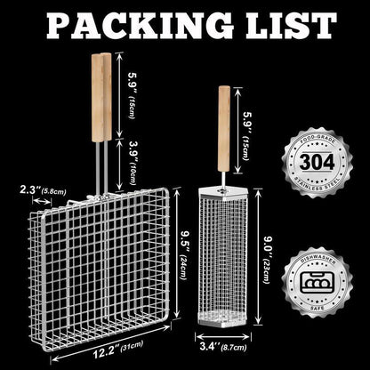 Grill Basket Set (2PCS),304 Stainless Steel, BBQ Accessories Tools🍗 - stavogue