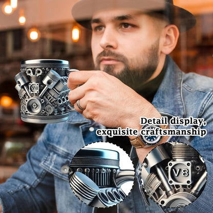 🔥Handcrafted 3D Coffee Cup - V6/V8 3D Engine Stainless Steel Mug✨ - stavogue