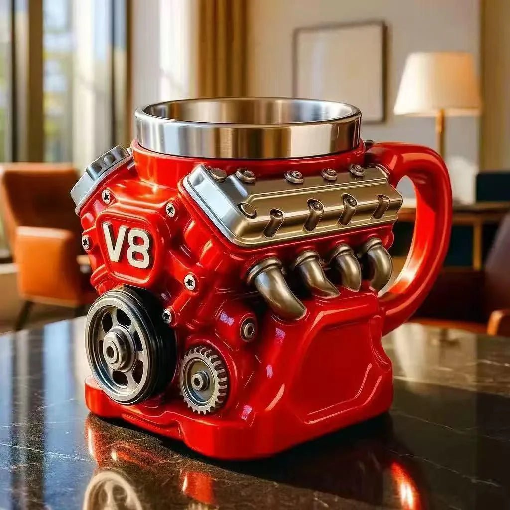 🔥Handcrafted 3D Coffee Cup - V6/V8 3D Engine Stainless Steel Mug✨ - stavogue