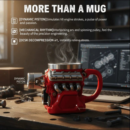 🔥Handcrafted 3D Coffee Cup - V6/V8 3D Engine Stainless Steel Mug✨ - stavogue