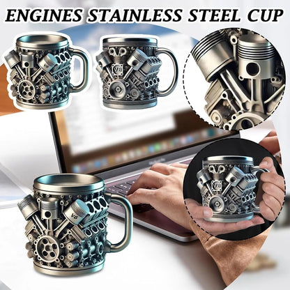 🔥Handcrafted 3D Coffee Cup - V6/V8 3D Engine Stainless Steel Mug✨ - stavogue