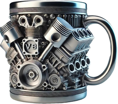 🔥Handcrafted 3D Coffee Cup - V6/V8 3D Engine Stainless Steel Mug✨ - stavogue