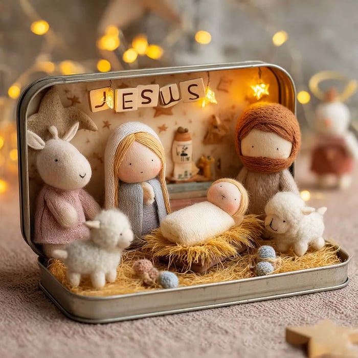✝️Handmade Miniature Nativity Doll Scene - stavogue