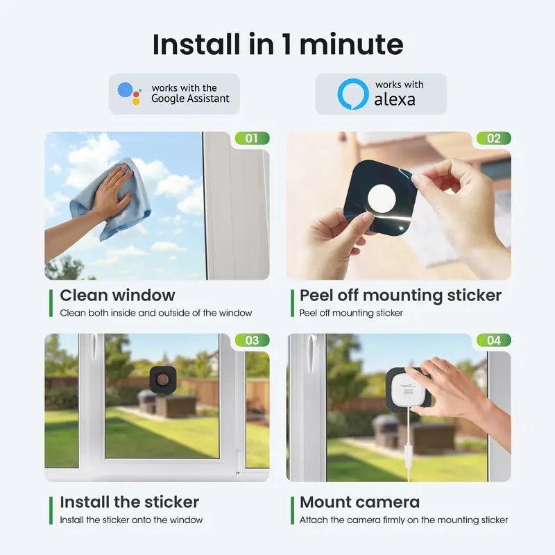 HomiQ Life Window Security Camera 3MP 2K, Indoor WiFi Cameras - stavogue