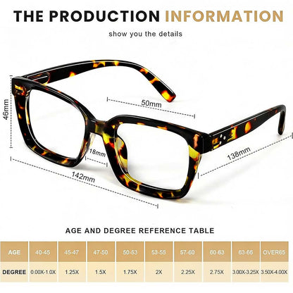 🔥Hot Sale - ✨👓3 Pack Tortoiseshell Reading Glasses – Blue Light Blocking Oversized Square Readers - stavogue
