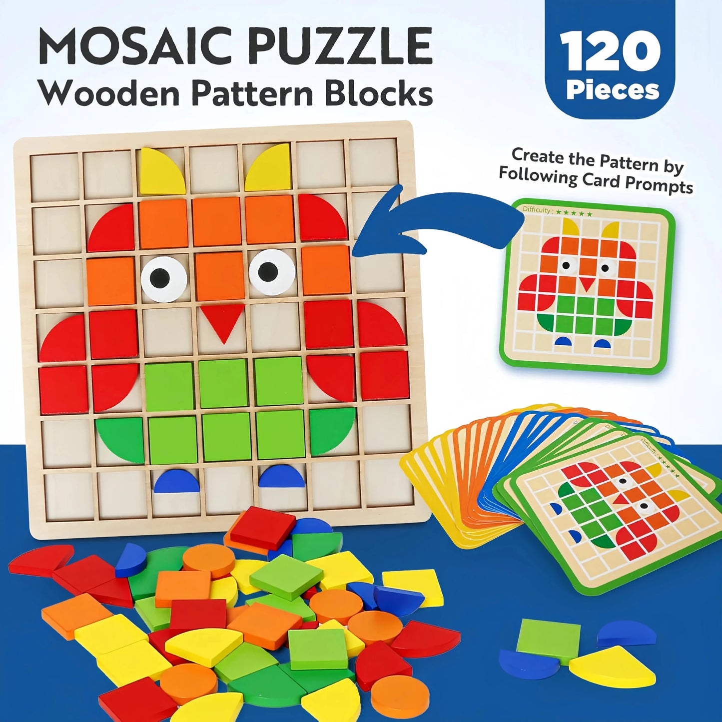 🔥Hot Sale 40% OFF✨Mosaic 3D Stereoscopic Puzzle Board for Cognitive Training（120PCS)🧩 - stavogue