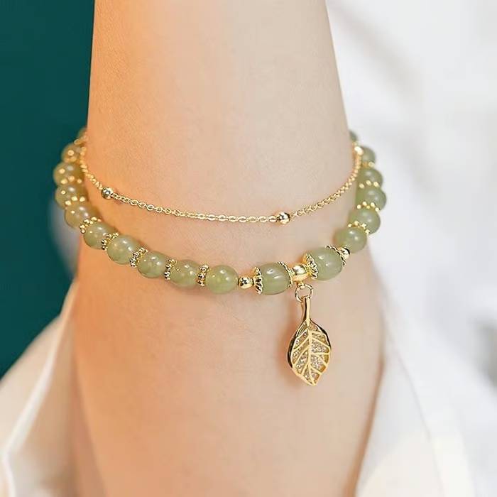 🔥Hot Sale 49% OFF 💞 - Hetian Jade Lucky Gold Leaf Bangle - stavogue