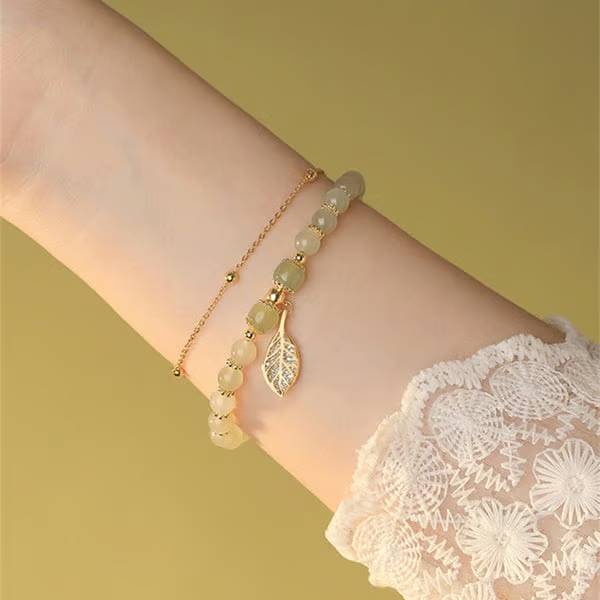 🔥Hot Sale 49% OFF 💞 - Hetian Jade Lucky Gold Leaf Bangle - stavogue
