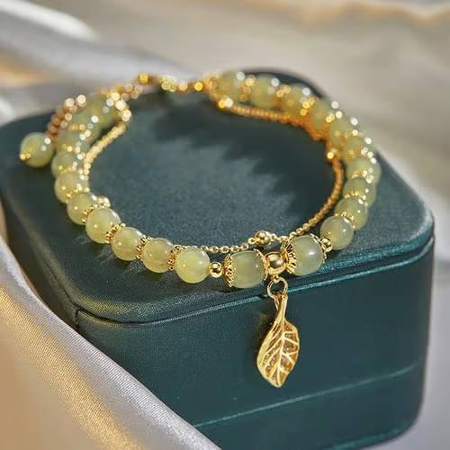 🔥Hot Sale 49% OFF 💞 - Hetian Jade Lucky Gold Leaf Bangle - stavogue