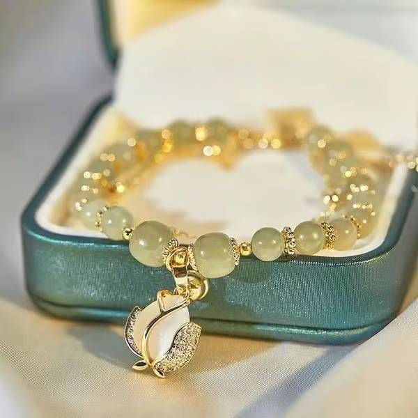 🔥Hot Sale 49% OFF 💞 - Hetian Jade Lucky Gold Leaf Bangle - stavogue