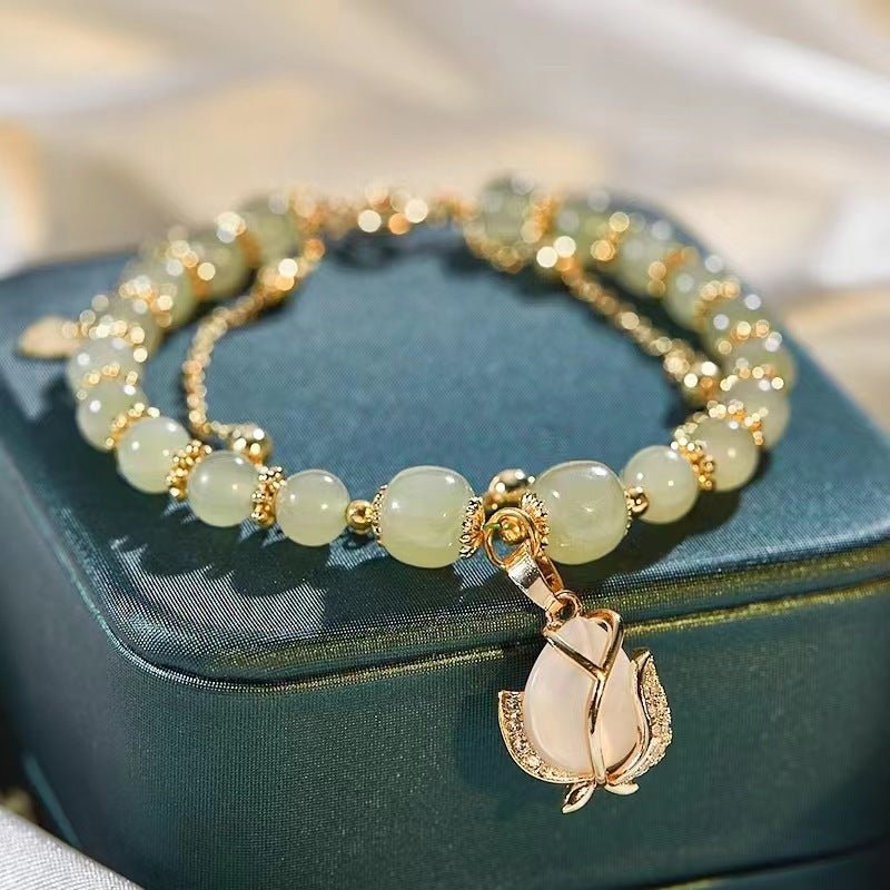 🔥Hot Sale 49% OFF 💞 - Hetian Jade Lucky Gold Leaf Bangle - stavogue
