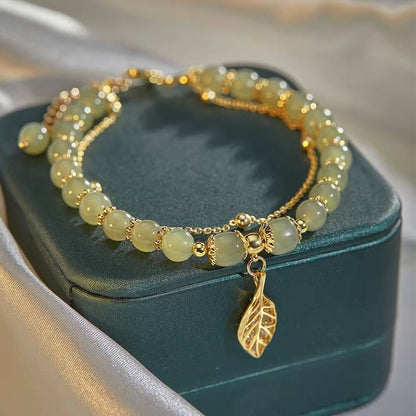 🔥Hot Sale 49% OFF 💞 - Hetian Jade Lucky Gold Leaf Bangle - stavogue