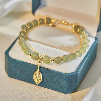 🔥Hot Sale 49% OFF 💞 - Hetian Jade Lucky Gold Leaf Bangle - stavogue