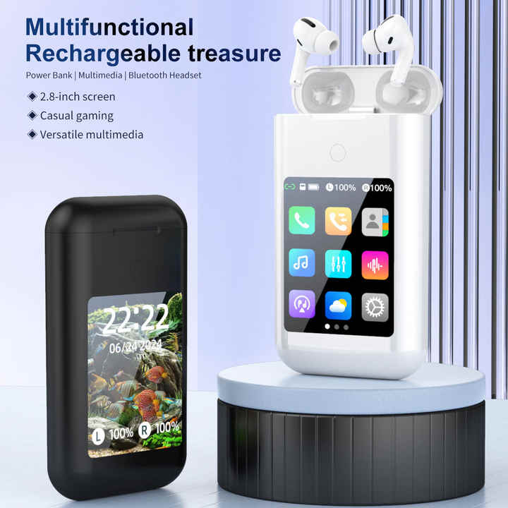 🔥Hot Sale🎧A98Box Touch Screen Control Open Earbuds,Multifunctional Wireless Game Console with Earphone - stavogue