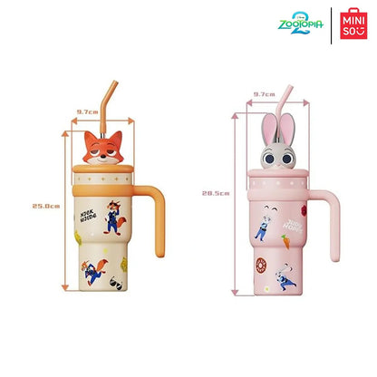 🔥Hot Sale✨Zootopia Character Tumblers - 🦊🐰Cute Animal Design for Hot & Cold Drinks - stavogue