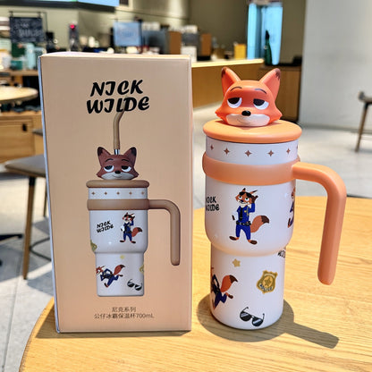 🔥Hot Sale✨Zootopia Character Tumblers - 🦊🐰Cute Animal Design for Hot & Cold Drinks - stavogue