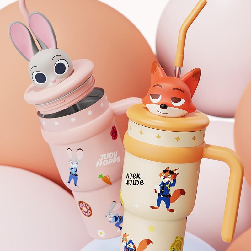 🔥Hot Sale✨Zootopia Character Tumblers - 🦊🐰Cute Animal Design for Hot & Cold Drinks - stavogue