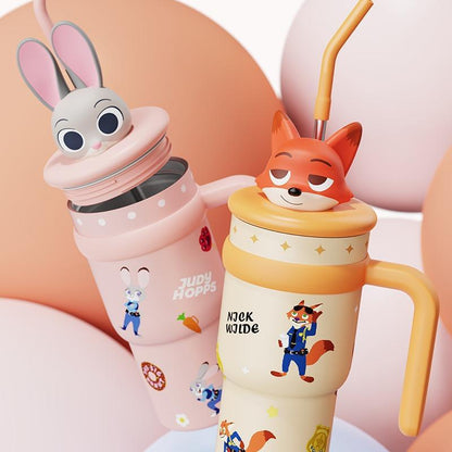 🔥Hot Sale✨Zootopia Character Tumblers - 🦊🐰Cute Animal Design for Hot & Cold Drinks - stavogue