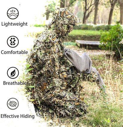 Hunting Ghillie Suit, 3D Leafy Camo Suit Camouflage(Oversize) - stavogue