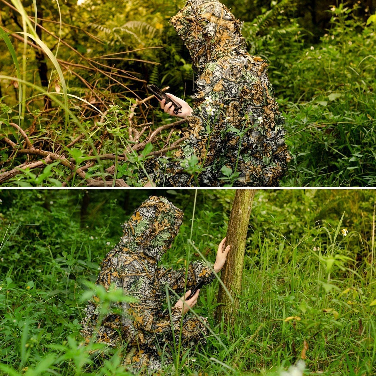 Hunting Ghillie Suit, 3D Leafy Camo Suit Camouflage(Oversize) - stavogue