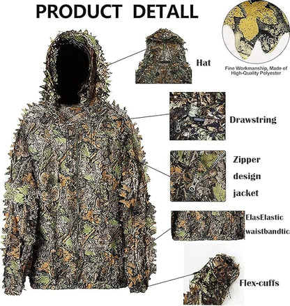 Hunting Ghillie Suit, 3D Leafy Camo Suit Camouflage(Oversize) - stavogue