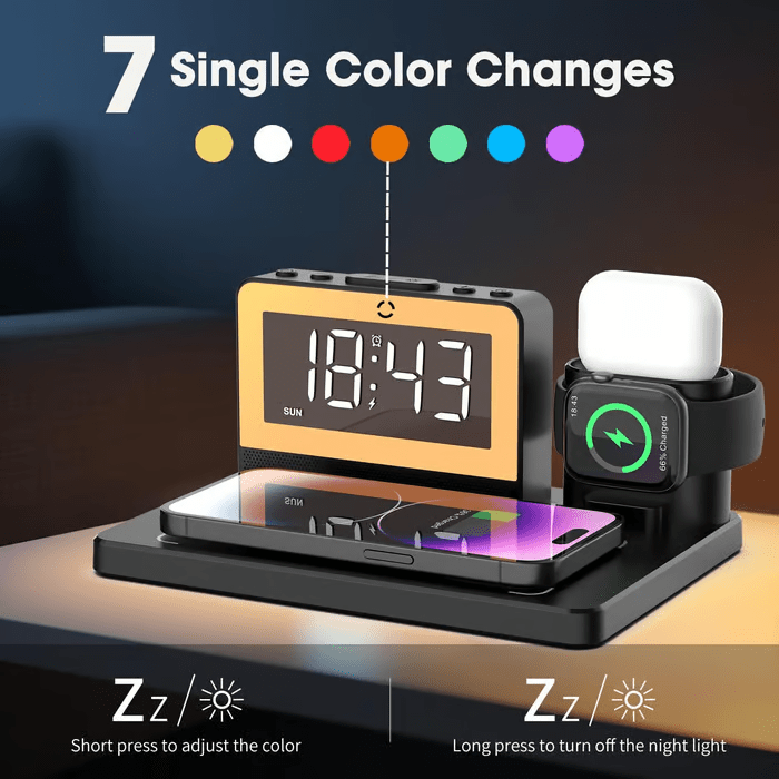 🔥Limited time 49% OFF📲7 in 1 Charging Station with Clock, Wireless Charger with Night Light - stavogue