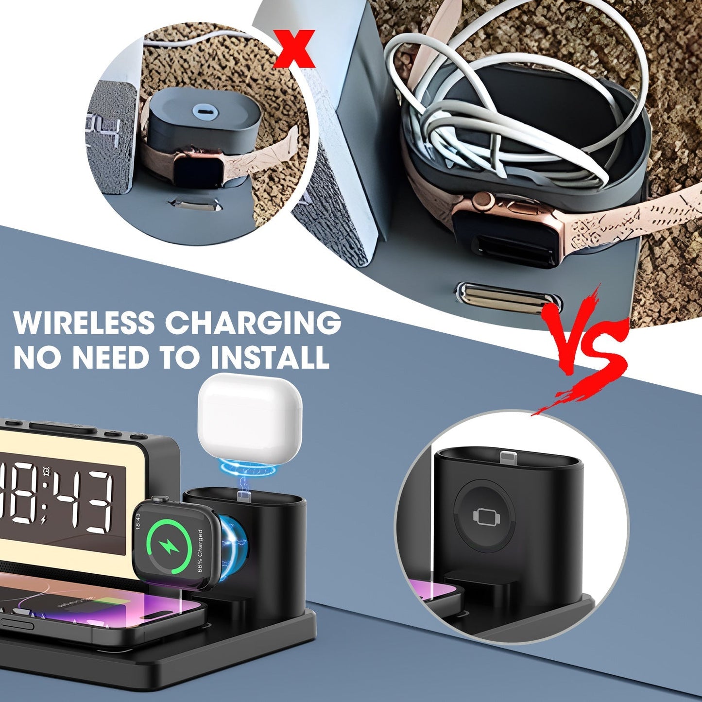 🔥Limited time 49% OFF📲7 in 1 Charging Station with Clock, Wireless Charger with Night Light - stavogue