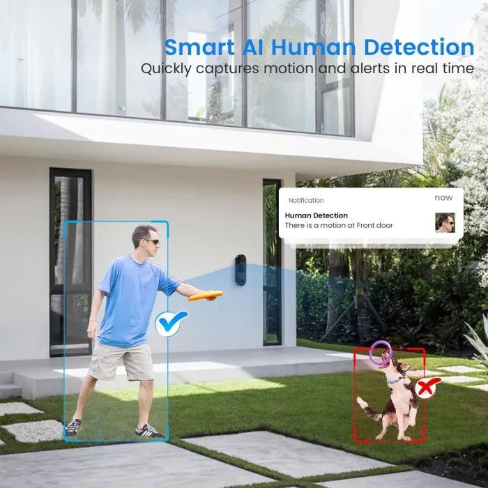 🔥Limited Time 50% OFF🔥 - Smart Wireless Video Camera Doorbell with Chime - 2.4G WiFi AI Human Detection Camera Doorbell with Two - way Audio Intercom - stavogue