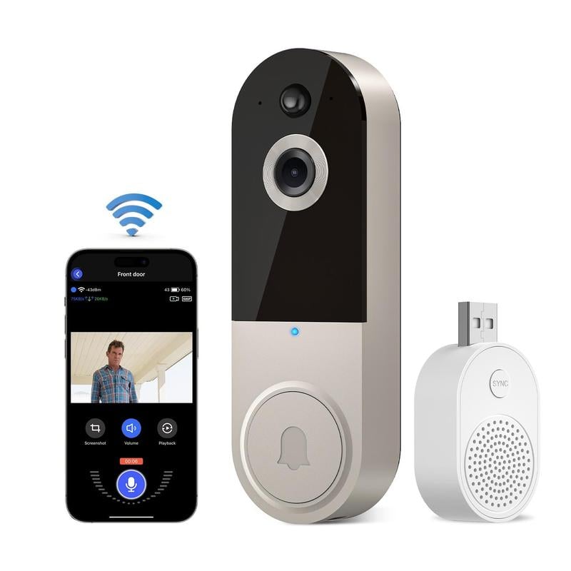 🔥Limited Time 50% OFF🔥 - Smart Wireless Video Camera Doorbell with Chime - 2.4G WiFi AI Human Detection Camera Doorbell with Two - way Audio Intercom - stavogue