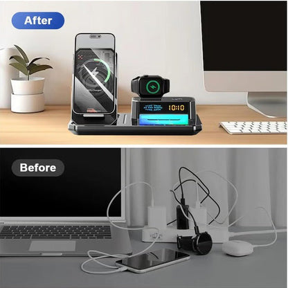 🔥Limited time 50% Off📲6 - in - 1 Wireless Charger Station with Bluetooth Speaker & Digital Clock Light - stavogue