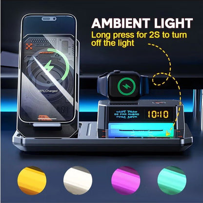 🔥Limited time 50% Off📲6 - in - 1 Wireless Charger Station with Bluetooth Speaker & Digital Clock Light - stavogue